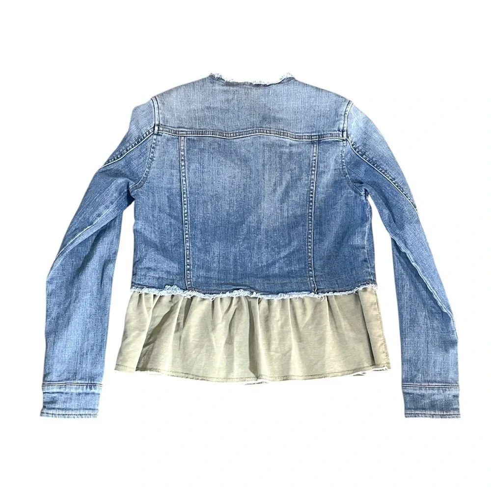 Anthropologie Pilcro And The Letterpress Denim Flounced Ruffle Jacket - Picture 7 of 9